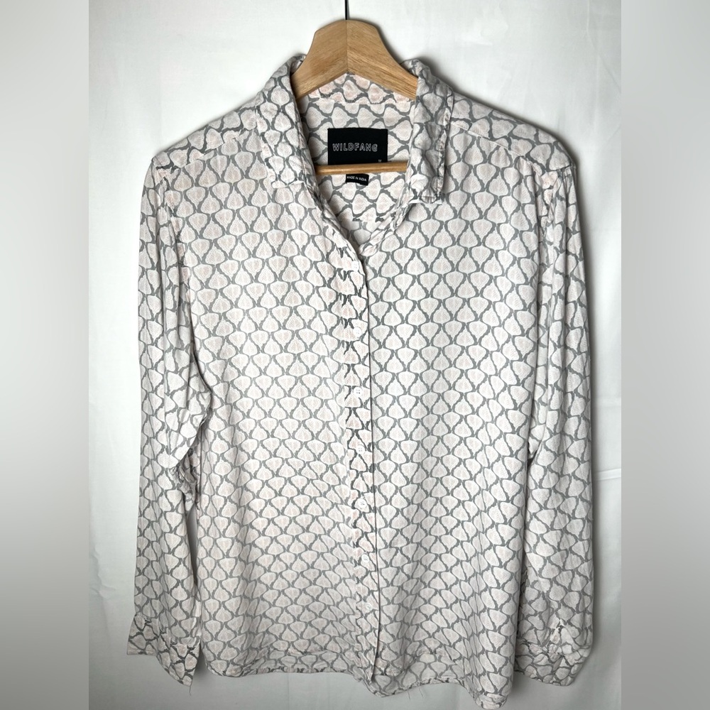 Wildfang Leaf Patterned Button Down Long Sleeve - image 1